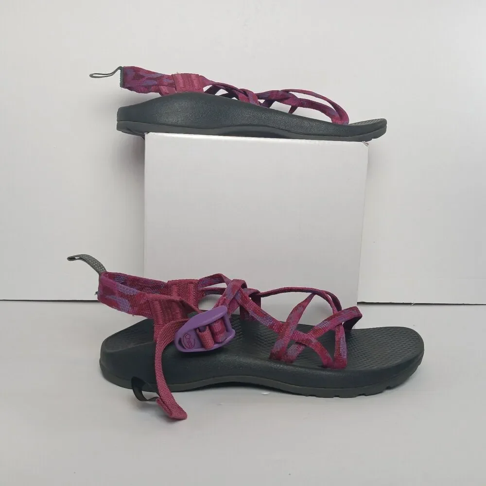 Chaco ZX/1 Eco Tread Kids Sandals  Pink Purple Gray Strap Buckle Non-Mark Size 6